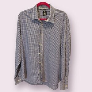Gaastra Men's blue and white checkered, button-down‎ shirt. Size XL
